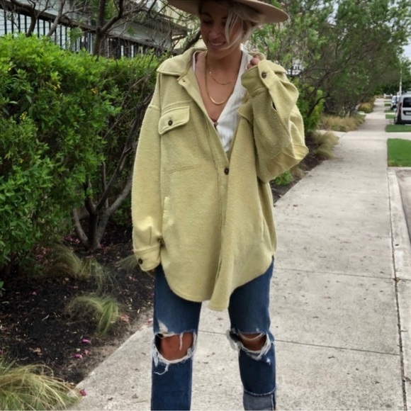 Free People Ruby Shirt Fleece Oversized Button-down Shacket Jacket - Picture 1 of 10